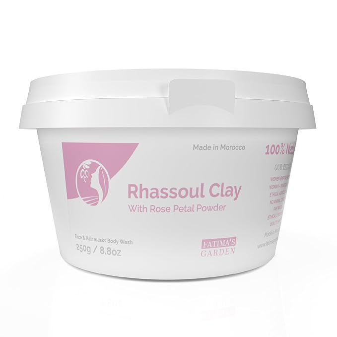Fatima's Garden Rhassoul with Rose Petals - Soothing Face & Hair Mask, 250g