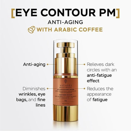 Moisturizing Night Serum w/Hyaluronic Acid, Cucumber, Grape & Coffee Extract for Dark Circles, Puffiness & Bags - Under Eye Hydration Serum for Women & Men (0.67 Fl Oz)