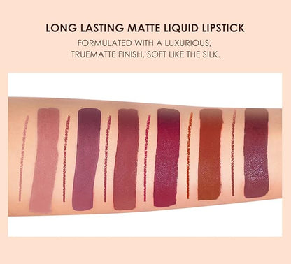URQT 12pcs Lip Liner and Lipstick Set, 6 Velvety Matte Liquid Lipsticks + 6 Matching Smooth Lip Liner One Step Lips Long Lasting Waterproof Makeup Kits Gift Set