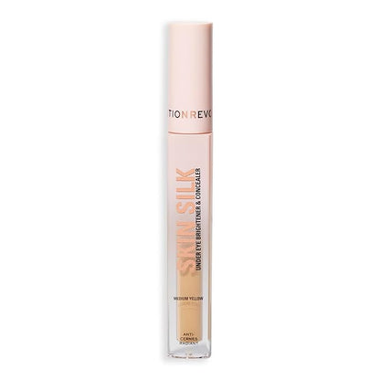 Revolution, Skin Silk Radiant Serum Under Eye Brightener, Hydrates & Smooths Under Eye with Hyaluronic Acid & Squalane, Vegan & Cruelty-Free, Medium Yellow, 0.13 fl oz
