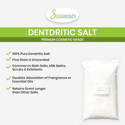 Soapeauty Dendritic Salt Scrub 3 lbs | Premium Fine Salt Grain Body Scrub, Milk Bath, Exfoliants for Relaxation