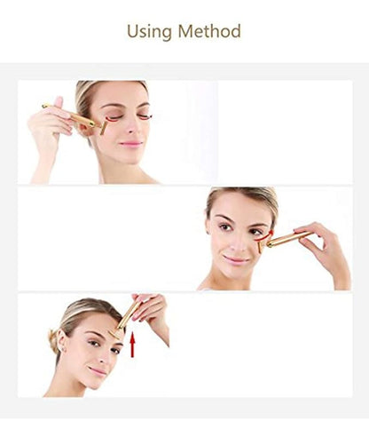 Beauty Bar 24k Golden Pulse Facial Massager, T-Shape Electric Sign Face Massage Tools for Sensitive Skin Face Pull Tight Firming Lift