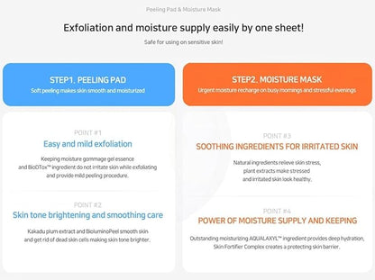 I'M SORRY FOR MY SKIN Peeling Pad & Moisture Mask, Korean Toner & Exfoliating Face Pads, Makeup Remover Cotton Rounds, Glass Skin Self Care Items, 2-Step Skin Care Travel Essentials Kit (Set of 10)