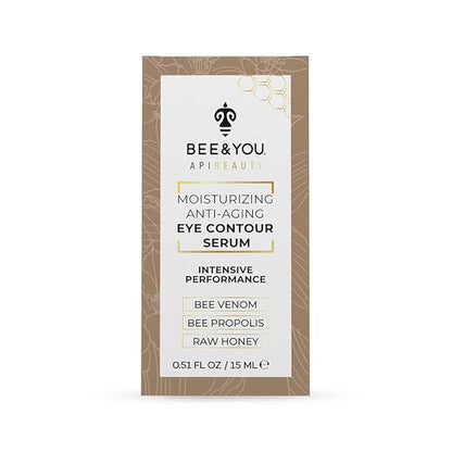 BEE and YOU Eye Serum, Anti Aging, Anti Wrinkle Serum 100% Natural with Bee Venom, Propolis Extract, Raw Honey, Hyaluronic Acid, For Dark Circles Under Eye Treatment and Puffiness, Skin Care, 15ml