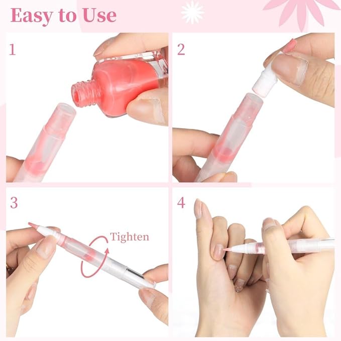 100PCS Empty Cuticle Oil Pen Refillable Transparent Twist Pens 3ml, Empty Nail Oil Pen with Brush Tip, Eyelash Growth Liquid Tube, Cosmetic Lip Gloss Container Applicators