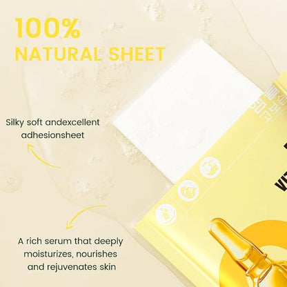 Vitamin Face Sheet Mask Skincare,Hydrating Spa Face Mask For Sensitive Skin,Moisturize,Nourish for All Skin Types,Natural Skin Care Spa Face Mask for Women Men Girls,Pack of 6