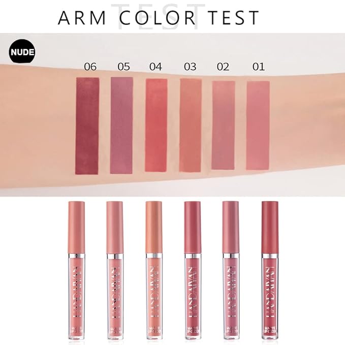 Lipstick Matte Lipstick Liquid Makeup Set, 6Pcs Long-Lasting Long-Lasting