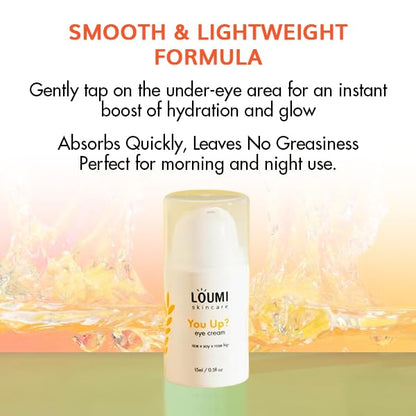 LOUMI Skincare You Up? Rose Hip Eye Cream | Brightening, Hydrating Under-Eye Cream | Reduces Dark Circles, Puffiness & Wrinkles | Rice, Soy & Rosehip Collagen Boost | Natural, Vegan, Cruelty-Free 1oz