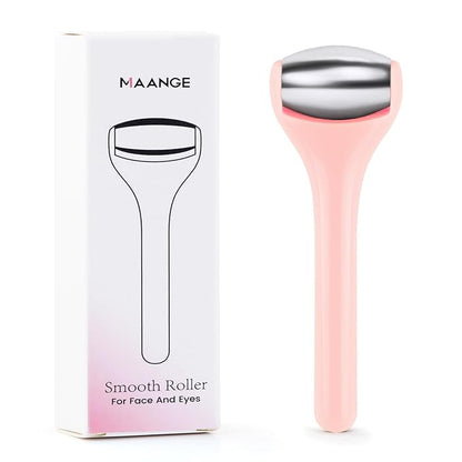 MAANGE Mini Eye & Face Rollers for Eye Massager, Stainless Steel Eye Ice Roller for Relief Puffiness Migraine Skincare Facial Roller (Pink)