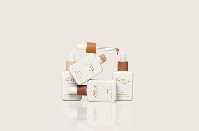 Agent Nateur - holi (sun) SPF 50 Dewy Tinted Skin Drops | Lightweight, Hydrating, Smooths Fine Lines & Wrinkles | Luxury, Non-Toxic Clean Skincare, Reef Friendly (Almond, 1 oz)