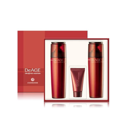 CHARMZONE Red Addition Skincare Set – Anti-Aging Toner & Emulsion with Red Wine & Pomegranate | Korean Skincare for Hydration & Radiance