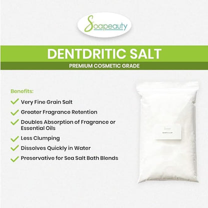 Soapeauty Dendritic Salt 8 OZ | Premium Fine Salt Grain Body Scrub, Milk Bath Exfoliant for Relaxation