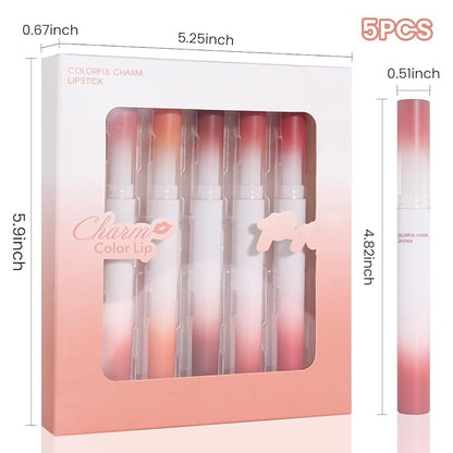evpct 5Pcs Mauve Orange Brown Rose Dark Ruby Red Matte Velvet Lipstick Set for Women Waterproof Long Lasting Smudge Proof Lip Stain Makeup 24 hour Lip Stain Makeup matte lipstick 24 hours original