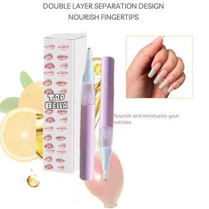 Vegan Natural Instant Growth Fast Growing Cuticle Oil Pen Nail Grower Nail Treatment for Dry, Damaged Cuticles Nail Grower Nail Strengther for Damaged Nails Refillable with Vitamin E, Jojoba Oil