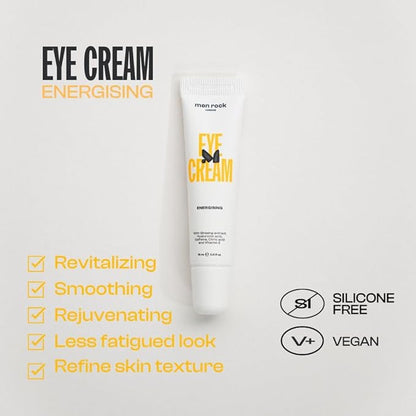 Men Rock Eye Cream - Moisturizing Under Eye Cream for Dark Circles with Ginseng Extract, Vitamin E - Mens Face Care - Mens Skincare Products - 0.5 oz