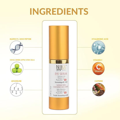 SKIN CARE - Eye Serum with Vitamin C & E, Hyaluronic Acid, Caffeine, and Swiss Apple Stem Cells - Day & Night