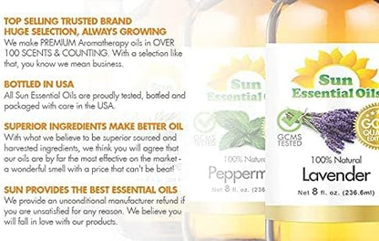 Sun Essential Oils - Lemongrass Essential Oil 4 oz with Dropper for Diffuser, Hair & Skincare, Aromatherapy Massage, Humidifier, Candle, Soap & Lotion Making at Home