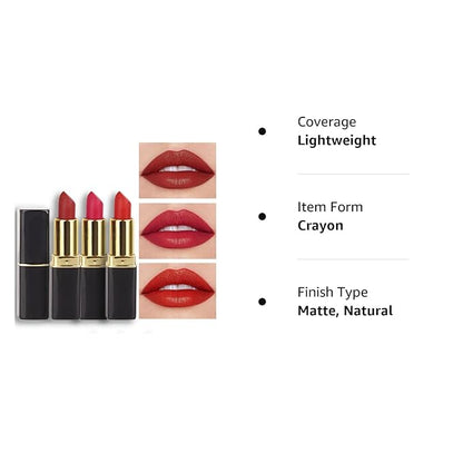 evpct 3Pcs Dark Light Bright Red Silky Velvet Matte Lipstick Pack Sets for Women,Ruby Red Long Lasting Smudge Proof Lip Stain Makeup Sets Kit 24 hours original