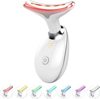 Red Light Therapy for Face & Neck – 7-Color LED Skin Tightening Massager – Anti-Aging Microcurrent Face Lift Device & Gua Sha Facial Tool for Wrinkle Reduction & Lymphatic Drainage