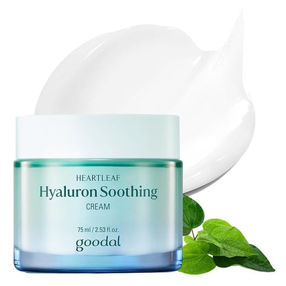 GOODAL Heartleaf Hyaluron Soothing Ampoule + Cream Bundle, Hydration Facial Serum for Glowy Skin, Lightweight Moisturizer, Korean Skincare, K Beauty