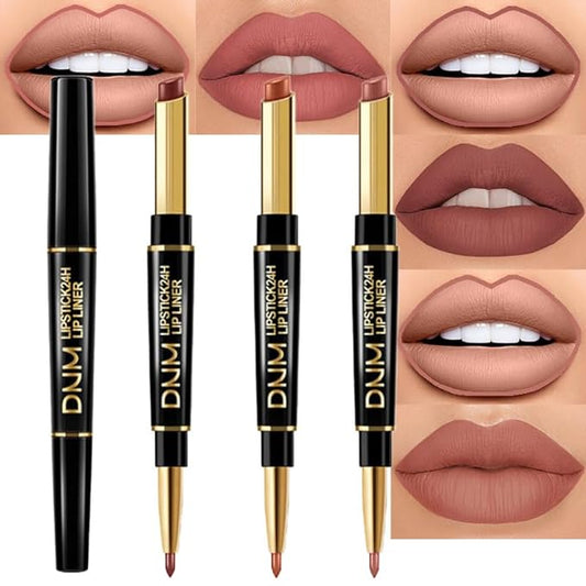 evpct 3Pcs Chestnut Nude Brown Matte Lip Line