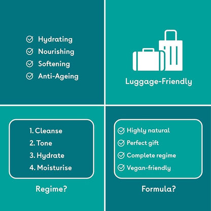 Holiday Heroes Skincare Giftset – 4-Step Regime with Oat Milk Cleanser, Niacinamide Toner, Hyaluronic Acid Serum, Ceramide Face Cream – Vegan, Cruelty-Free, UK Made, Nourishing and Hydrating