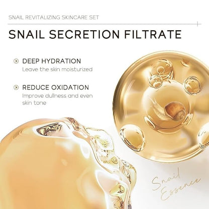 Snail Mucin Skin Care Set,Gold Snail Serum,Ginseng