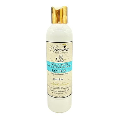 Organic Clean Beauty Goat's Milk Lotion in Jasmine - 8 oz All Natural Goats Milk Lotion for Women and Men, Enriched with Essential Oils, Body Moisturizer for Everyday Use
