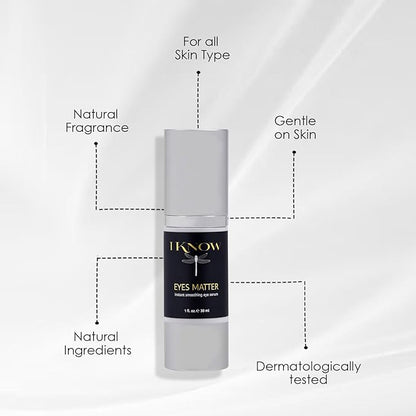 IKNOW EYES MATTER Instant Smoothing Eye Serum, Rapid Wrinkle Reducer, Rejuvenating, Brightening Treatment for Fine Lines, Puffiness & Dark Circles, (1oz)