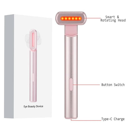 Light-Therapy-Wand, Red Light Therapy for Face and Neck - Facial Wand Red & Blue Rejuvenation Face & Eye Massager Skincare Tool (Pink)