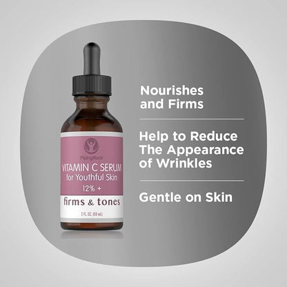 Piping Rock Vitamin C Face Serum | 2 fl oz | Firming and Toning for Skin | Paraben and SLS Free