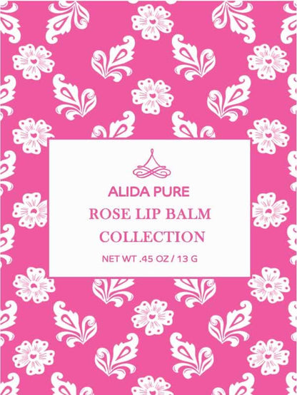 Rose Lip Balm Collection, Vegan Lip Balm Set, Beeswax Free, with Avocado Oil, Organic Jojoba Oil, and Vitamin E, Natural Moisturizer for Dry, Chapped Lips, 3 Tube Set