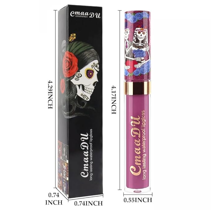 Skull Style Lipstick Matte Red Pink Purple Brown Long