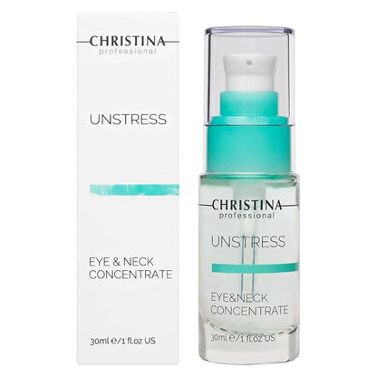 '-CHRISTINA- Unstress Eye and Neck Concentrate Hydrating Peptide Serum for Face | Soothing Relief and Softening Effect | Face Serum Balances Skin Microflora 1 fl. oz (30 ml)