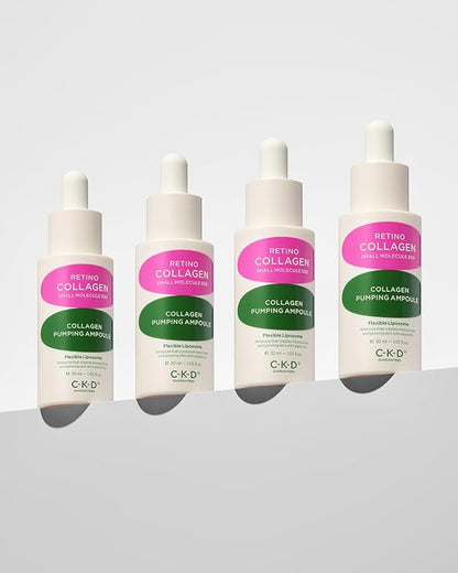 CKD Retino Collagen Small Molecule 300 Collagen Pumping Ampoule, Dual Function Face Ampoule for Wrinkle Care & Tone Correction, Anti-aging Serum to Improve Skin Density & Firmness, 1.01 fl. oz.