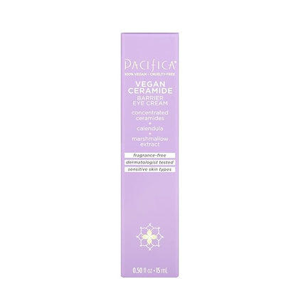 Pacifica Vegan Ceramide Barrier Eye Cream – Hydrating Under Eye Moisturizer for Dry, Sensitive Skin, Fragrance-Free Treatment for Dark Circles, Puffiness & Fine Lines Dermatologist Tested Clean Beauty