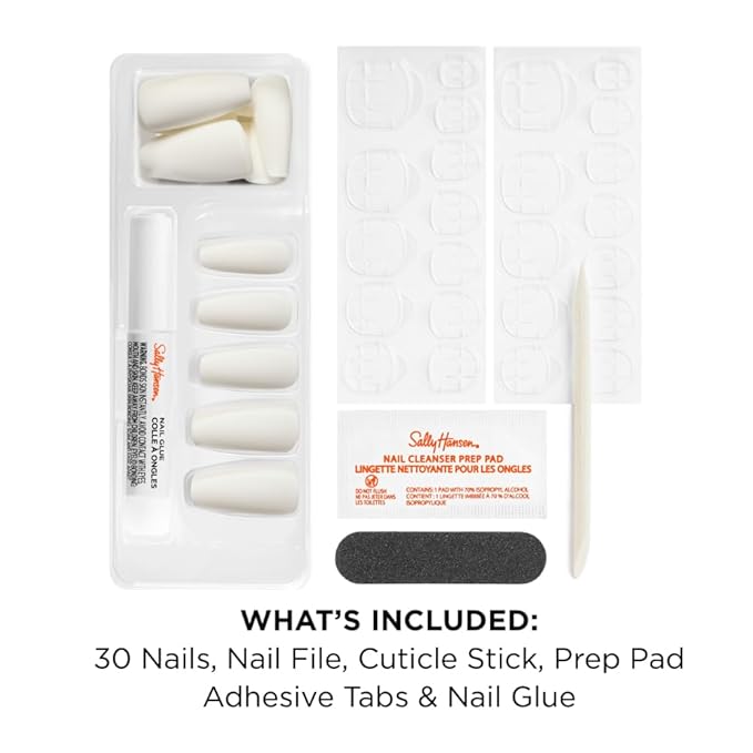 Sally Hansen Instant Cuticle Remover and Salon Effects Perfect Press-On Nails in 30 Designs with Nail Glue