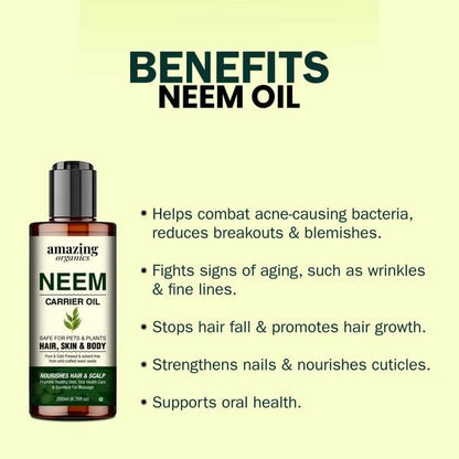 Neem Oil - Natural and Versatile Skincare, Perfect for Plant Care & Skin Nourishment