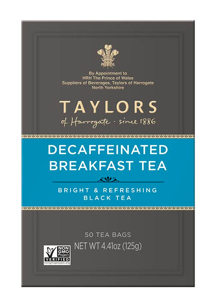 Taylors of Harrogate Decaffeinated Breakfast, 50 Teabags (Pack of 6)