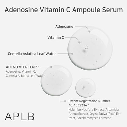 APLB Adenosine Vitamin C Ampoule Serum | ADENO VITA CEN™ 38.8% 1.35 FL.OZ/Korean Skincare, Wrinkle care, Deep hydration, Sensitive skin, Revitalize for gentle and improve skin texture