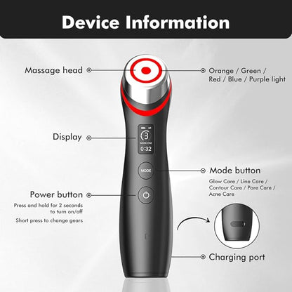 Upgraded Version | 6-in-1 Real Glass Glow Device | Looking Glass Skin with Enhanced Absorption, Radiance, Elasticity, Pore Care | LED Anti-Wrinkle Device | Skin Care Firming, Toning
