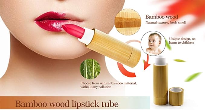 Furnido Natural Bamboo Lip Balm Tubes,5.5g Empty Refillable Tubes,5.5g