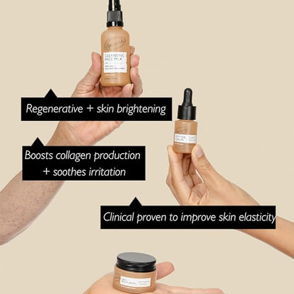 UpCircle Discovery Set – Cleansing Face Milk, Face Moisturiser and Peptide Serum Trio – Vitamin E, Niacinamide + Aloe Vera – Boosts Collagen, Hydrates + Soothes – Vegan + Cruelty-Free