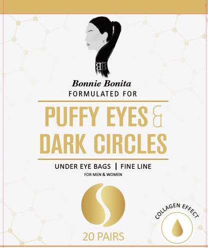 Golden Under Eye Patches (20 pairs) - Eyes Masks with Amino Acids, Collagen & Cooling Eye Care for Puffy Eyes, Dark Circles, Wrinkle Skincare Treatment for Men & Women