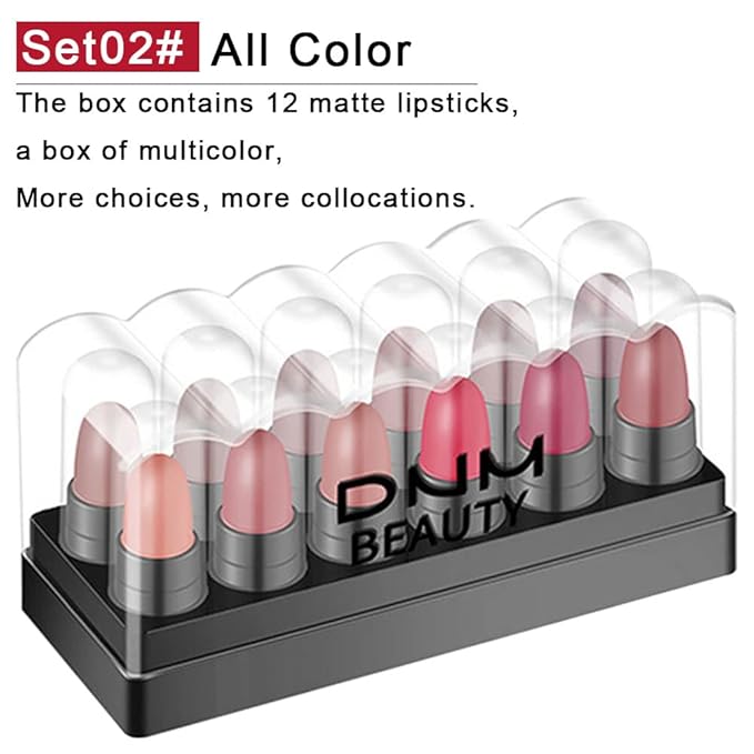 evpct 12Pcs Capsule Pills Lipstick Mini Matte Lipstick Sets for Women labiales mate 24 horas originales Dark Brown Red Nude Small Candy Lipstick Samples Mini Set Lip Stick Pack Matte Makeup Kit