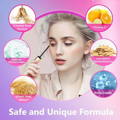 Eyelash Growth Serum, Rapid Lash Enhancing Serum with Natural Ingredients for Longer, Fuller Thicker Looking Lashes Vegan & Cruelty-Free Lash Enhancer Safe for Sensitive Eyes