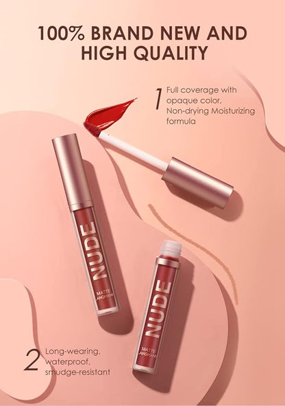 URQT 12pcs Lip Liner and Lipstick Set, 6 Velvety Matte Liquid Lipsticks + 6 Matching Smooth Lip Liner One Step Lips Long Lasting Waterproof Makeup Kits Gift Set