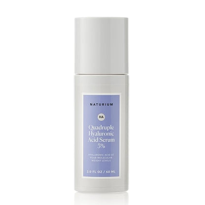 Naturium Quadruple Hyaluronic Acid Serum 5% Jumbo, Hydrating & Plumping Face Serum, Anti-Aging & Moisturizing Skin Care, Fragrance-Free, 2 oz
