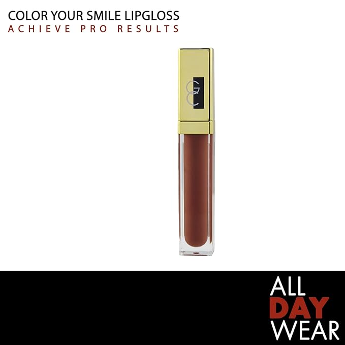 Gerard Cosmetics Color Your Smile Lip Gloss Cocoa Bean | Super Pigmented Brown Lip Gloss with LED Light and Mirror | Shiny Finish | Hydrating Brown Lipstick | Cruelty Free and Made in USA