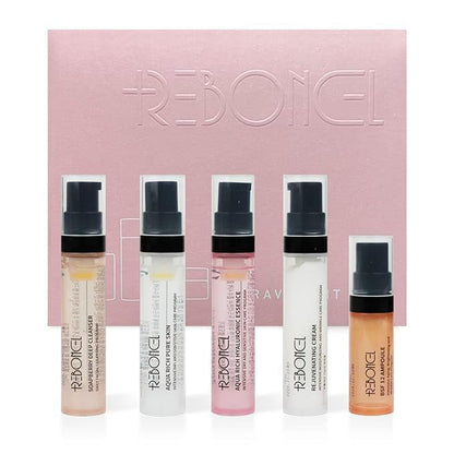 Korean Skin Care Set Travel Kit, TSA Approved Travel Size Toiletries, Ampoule, Cleanser, Toner, Essence, Cream | Travel Essentials Gift Set | All-Natural Moisturizing Skincare
